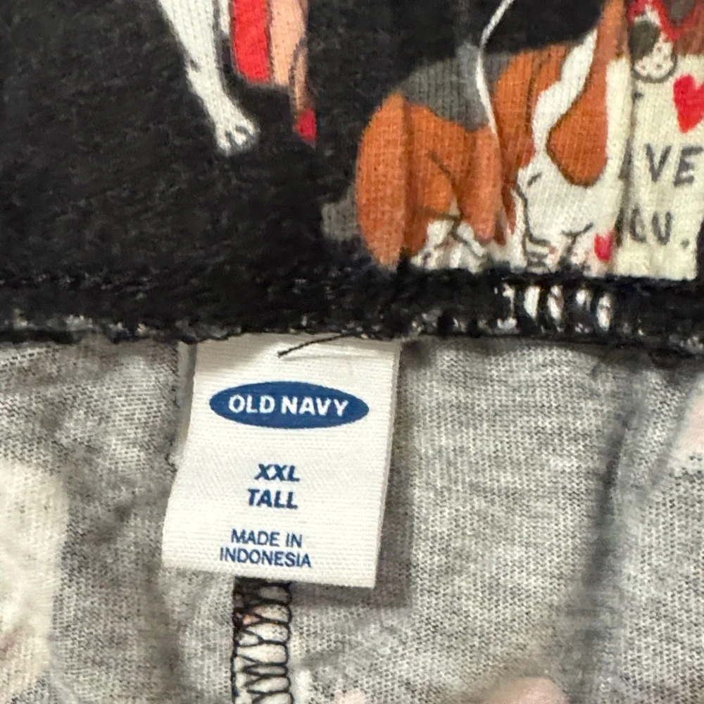 2 Pair Knit Mens Tall Old Navy Valentine Pajama Pants with Red Hearts